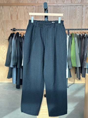Serge Tumbler Single Pleated Wide Easy Pants Black Wool
