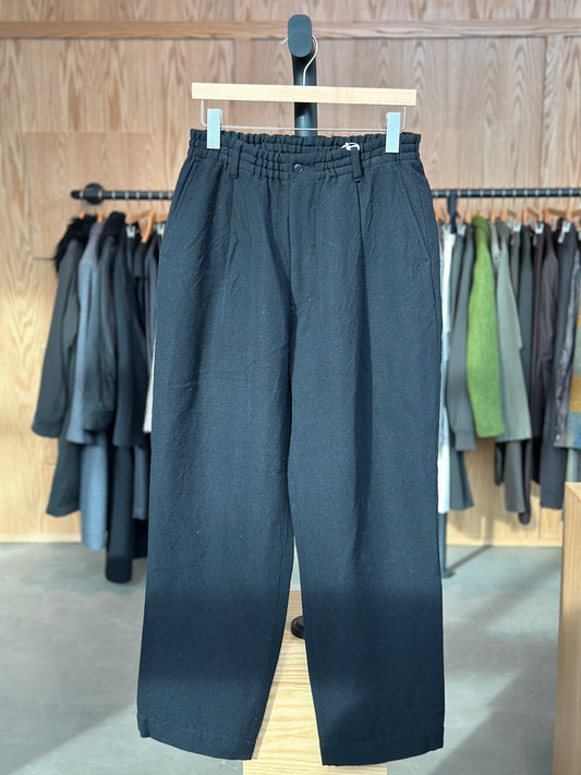 Serge Tumbler Single Pleated Wide Easy Pants Black Wool