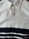 Panel Knit Polo Cotton Off-White