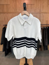 Panel Knit Polo Cotton Off-White