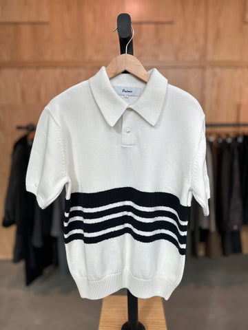 Panel Knit Polo Cotton Off-White