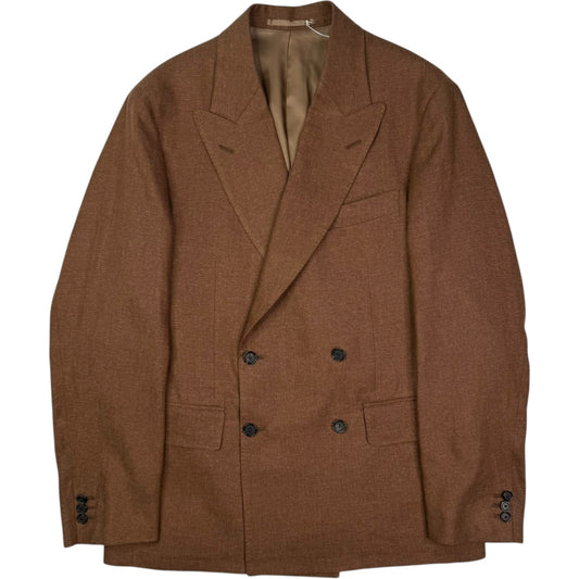 Double Breasted Blazer Brown Linen Silk