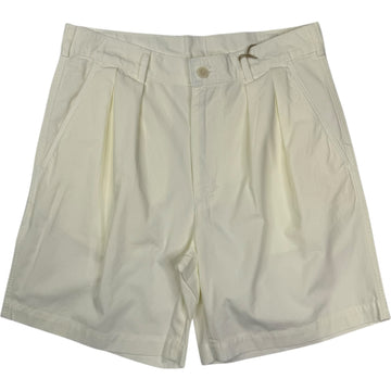 Lapa Relaxed Pleated Shorts Off White Canvas