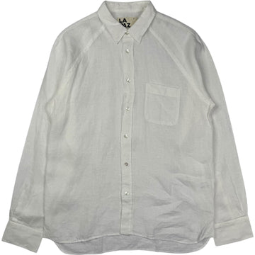 Mirra Off White Linen Raglan Long Sleeve Shirt