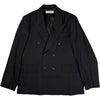 Unconstructed Double Breasted Blazer Black Panama Wool