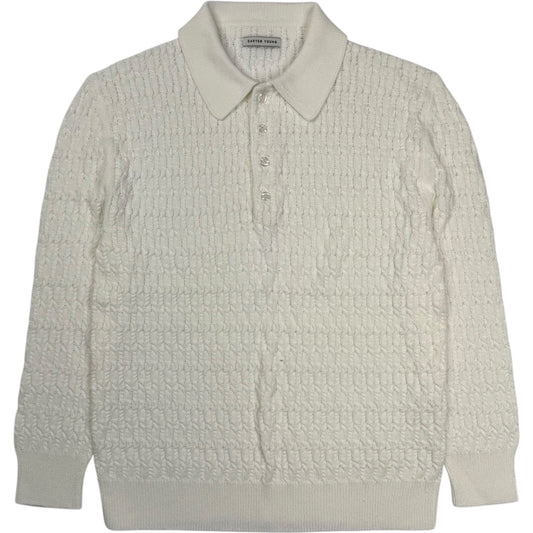 Cable Polo Sweater Cream