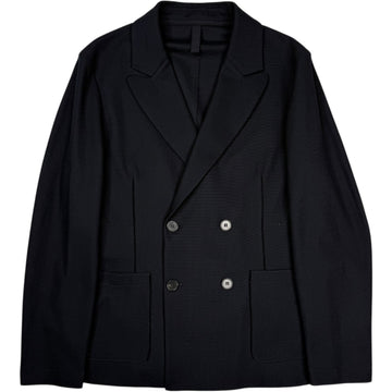 Peak Lapel Blazer Honeycomb Navy Blue