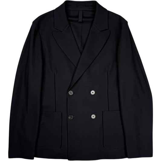 Peak Lapel Blazer Honeycomb Navy Blue
