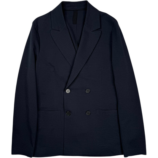 Peak Lapel Blazer Cool Max Seersucker Dark Blue