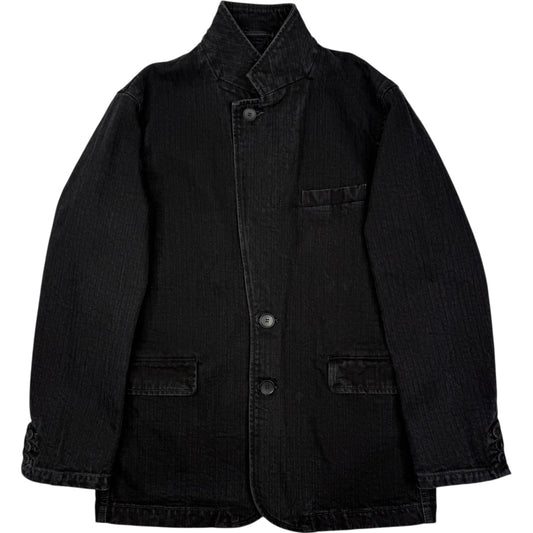 Denim Herringbone Blazer Washed Black
