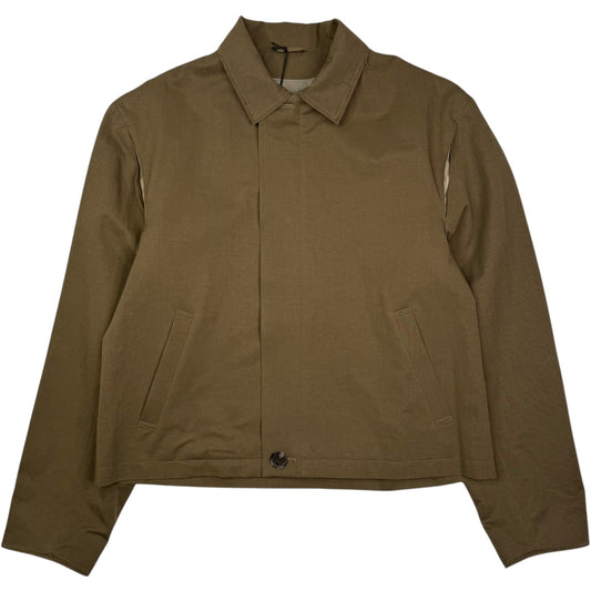 Cotton Linen Zip Front Blouson Olive