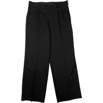 Wool Double Pleat Straight Leg Trouser