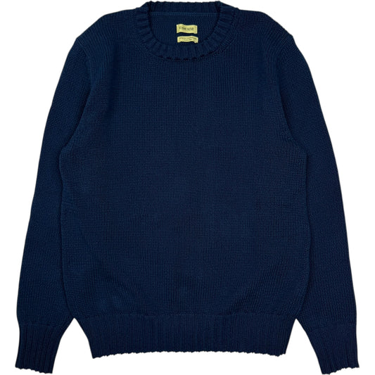 Crewneck Sweater Tricotine Cotton Yarn Navy