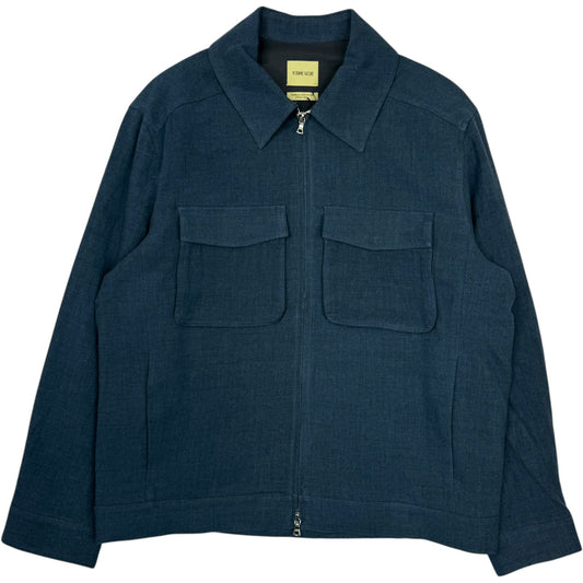 Student Jacket Belgian Wool Linen Prussian Blue