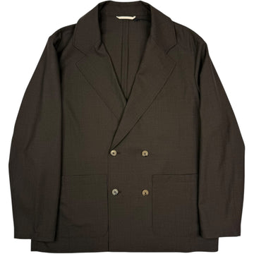Double Breasted Jacket Super 130s Bark Brown