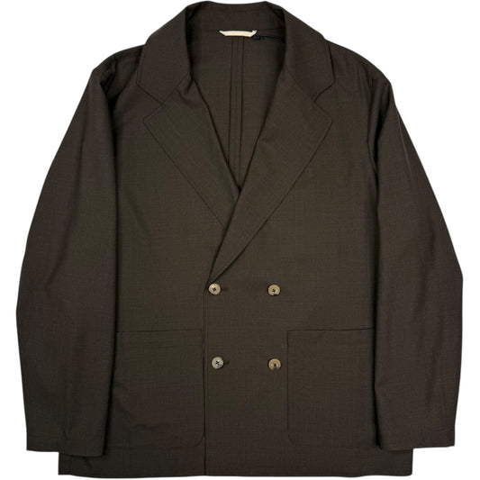 Double Breasted Jacket Super 130s Bark Brown