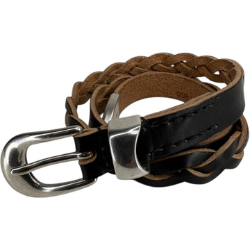 2 CM Braided Belt Black Leather