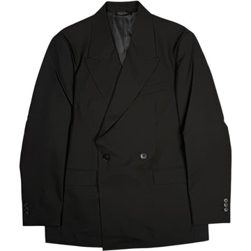 Double Breasted Blazer Black Tropical Wool