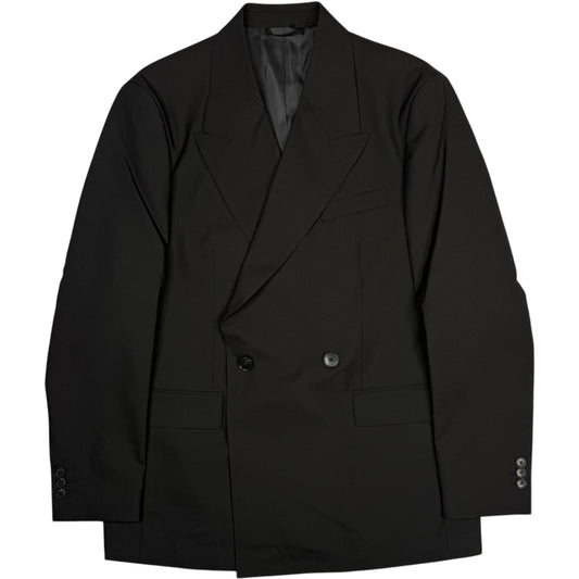 Double Breasted Blazer Black Tropical Wool