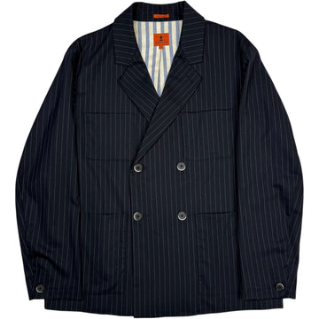 Viandon Double Breasted Blazer Navy Pinstripe Fulgor
