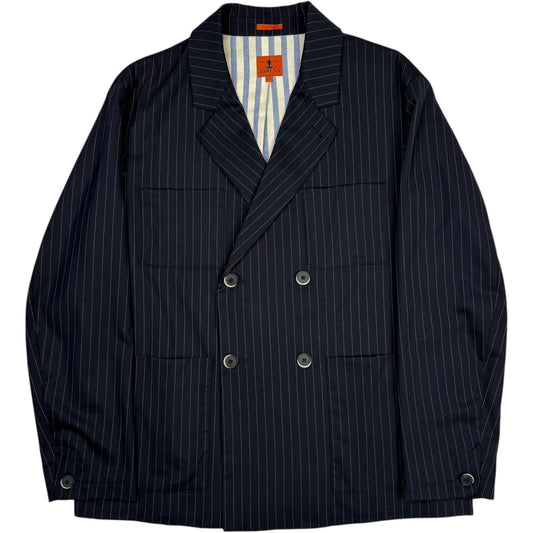 Viandon Double Breasted Blazer Navy Pinstripe Fulgor
