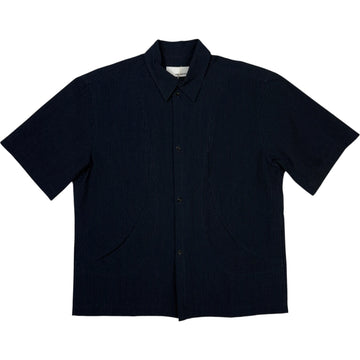 Takeshi Shirt Cotton Seersucker Indigo Stripe
