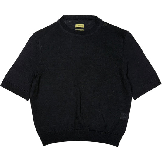 Knitted T-Shirt Italian Wool Blend Navy