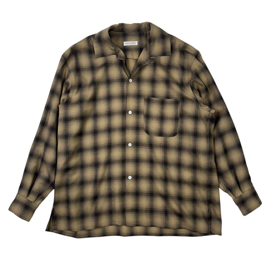 Wool Ombre Open Collar Shirt Beige Ombre