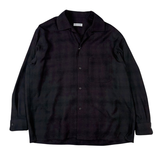 Wool Open Collar Shirt Dark Charcoal Ombre