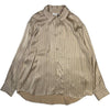 Rhodes Long Sleeve Open Collar Beige Stripe