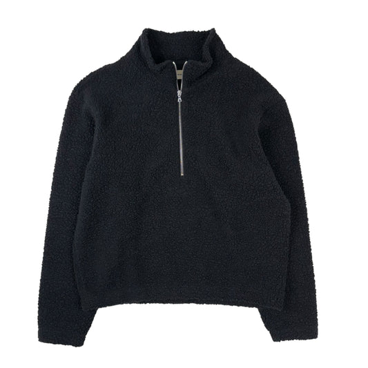 Common Half Zip Sweater Black Fuzzy Fleece