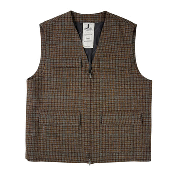 Vico Wool Vest Orange Grey Check