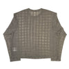 Round Neck Sweater Beige Gauze Check