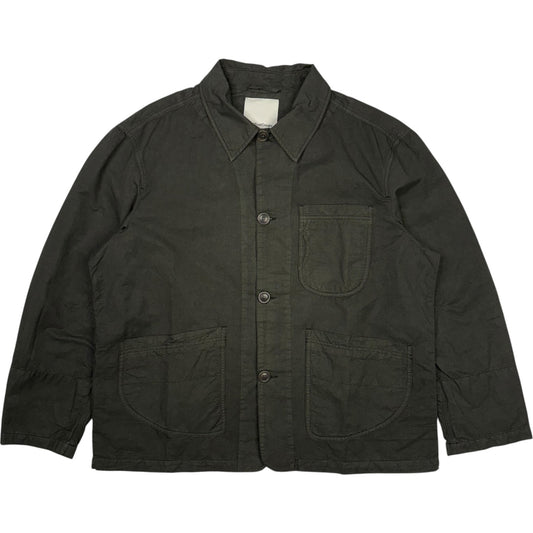 Construction Jacket Dark Green Garment Dyed Cotton Linen