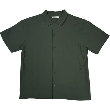 Malick Shirt Dark Green Organic Seersucker