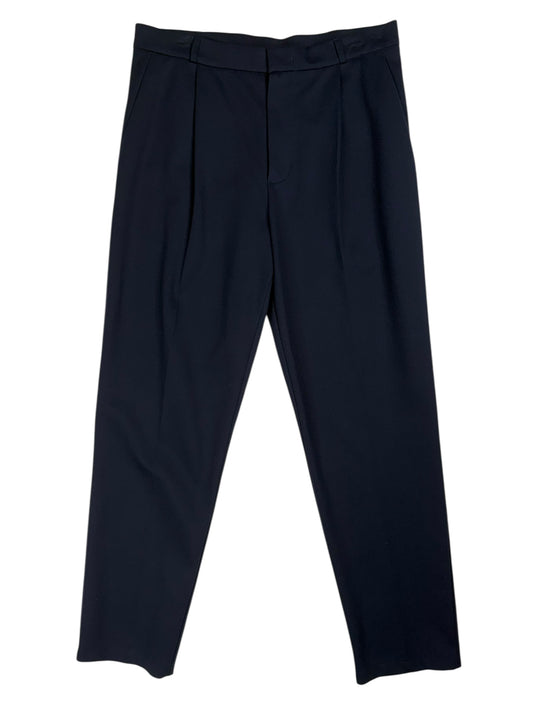 Pleated Trousers Diagonal Loro Piana Fabric Navy