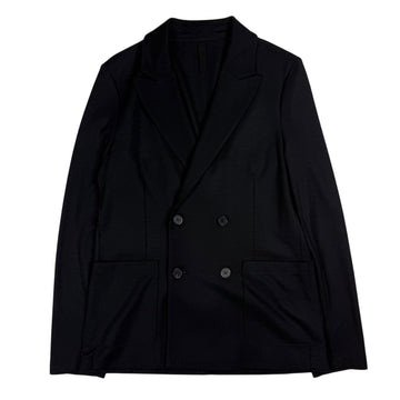 Double Breasted Peak Lapel Blazer Superfine Merino Black