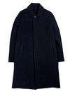 Fly Front Balmacaan Boiled Wool Navy