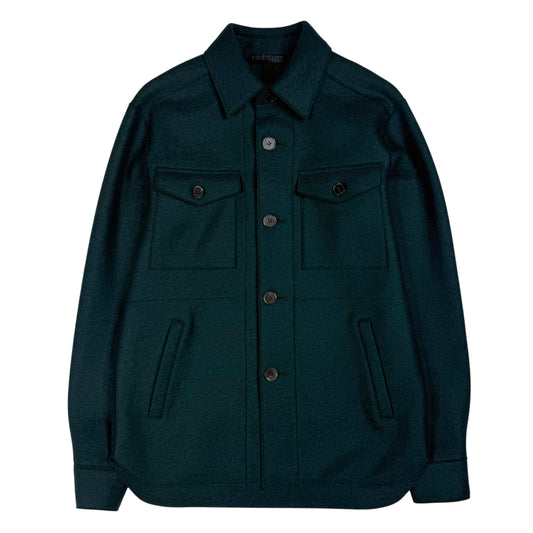 Shirt Jacket Pressed Wool Bottle Green