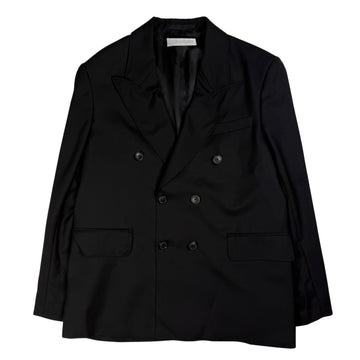 Unconstructed Double Breasted Blazer Black Panama Wool