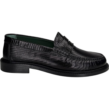 Yardee Moccasin Loafer Black Lizard