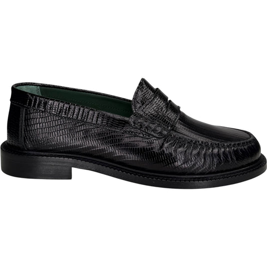 Yardee Moccasin Loafer Black Lizard
