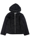 Full Zip Hood Black Hairy Wool