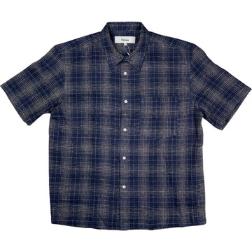 Checkered Shirt Cotton Linen Blue