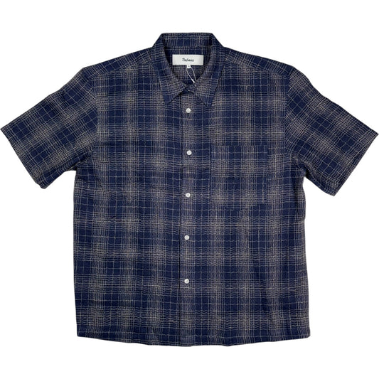 Checkered Shirt Cotton Linen Blue
