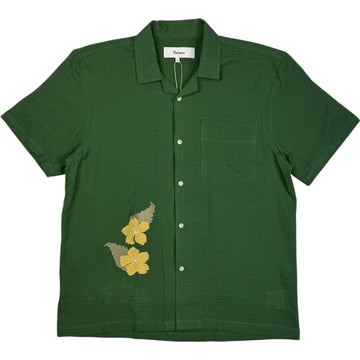 Ramus Camp Collar Shirt Dark Green Jaquard