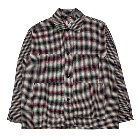 Chore Coat Blu Red Heavy Brushed Houndstooth