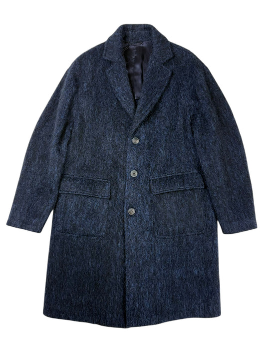 AAgnello Single Breasted Wool Coat Navy Black