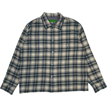 Raw Hem Overshirt Marine Blue Nep Check