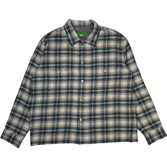 Raw Hem Overshirt Marine Blue Nep Check